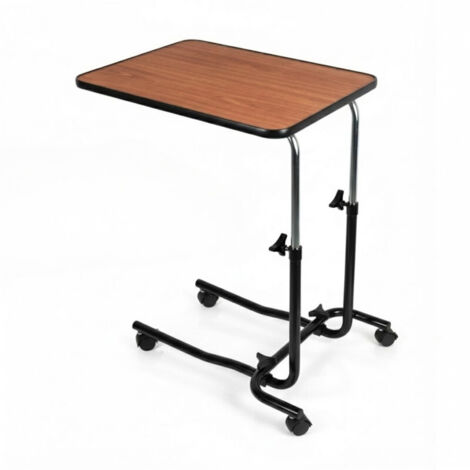 Over Bed Table – Height Adjustable Tilting Overbed Table with Wheels – Easy-Clean Bed Tray Table for Meals, Reading & Laptop