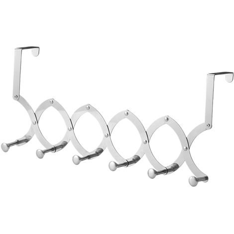 Over The Door Hook Stainless Steel Over Door Hanger for Coat Hat Towels Hanging Bathroom Organizer Telescopic Towel Rack 6 Hooks