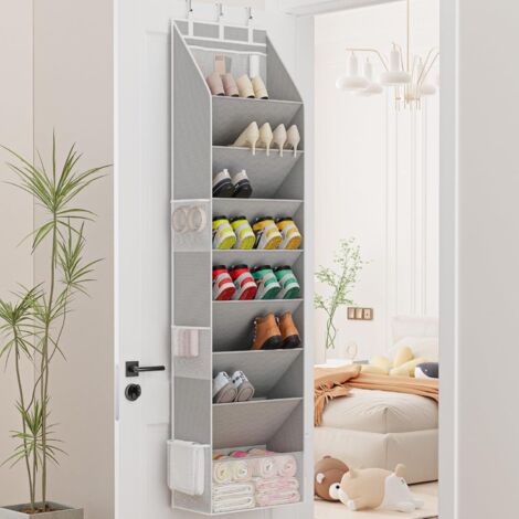 Over-the-Door Shoe Organizer – Deep Pocket Closet Storage, Holds 16–24 Pairs of Sneakers, Sandals & Boots, Space-Saving, Grey