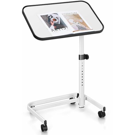 Overbed Table W/ Wheels & Tilting Top 9-Position Height Adjustable Beside Table