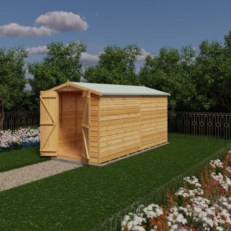 Overlap 12 x 6 Dip Treated Apex Shed Double Door No windows