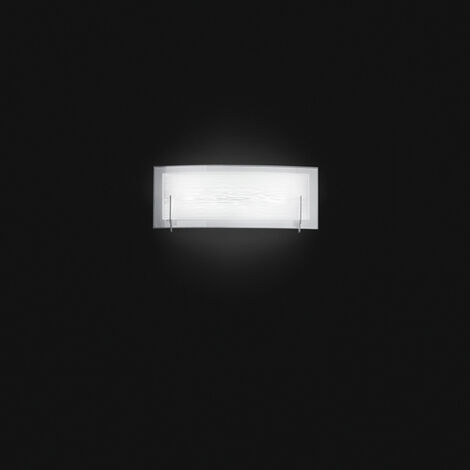 OVERLAP Applique LED 12W 1008LM 3000K in vetro bianco e satinato finitura cromo lucido 32cm