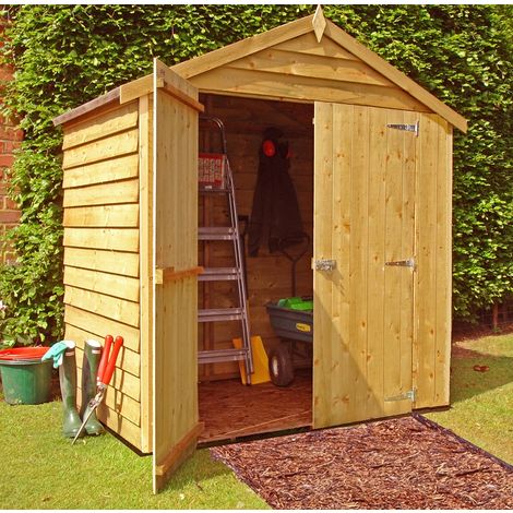 SHIRE Overlap Double Door Garden Shed - Dip Treated Approx 4 x 6 Feet