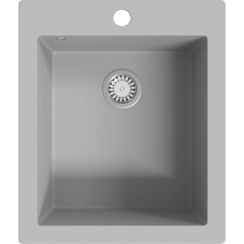 vidaXL Overmount Kitchen Sink Single Basin Granite Grey - Grey