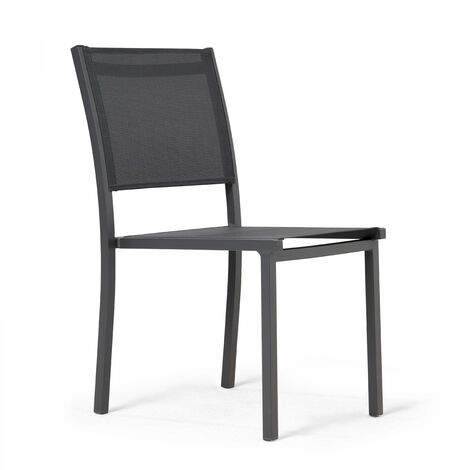 Oviala – Chaise de jardin aluminium et textilène déperlant – Traitement époxy anti-rouille – Poids supporté jusqu'à 100 kg – Empilable