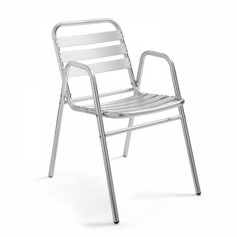 Oviala – Chaise de jardin empilable en aluminium gris clair – Structure 100% aluminium – Dossier et assise ajourés – Poids supporté jusqu'à 100 kg