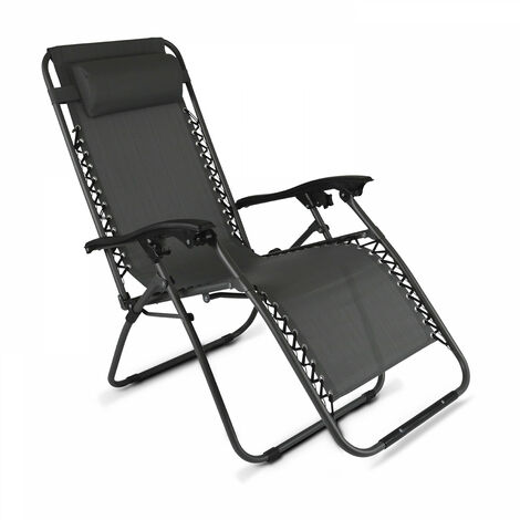 Oviala – Fauteuil de jardin inclinable en acier et textilène – Dossier réglable en 2 positions – Pliable pour rangement facile – Anti-rouille