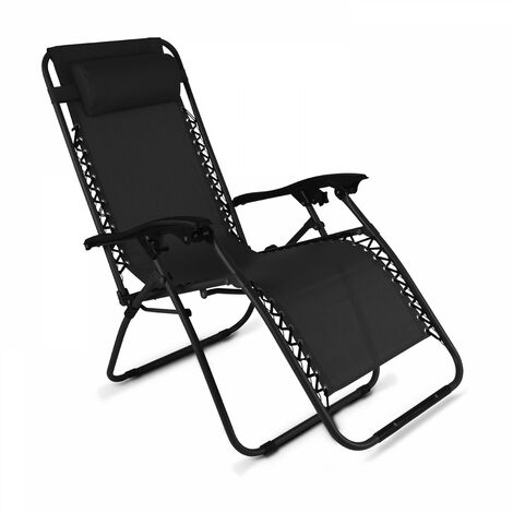 Oviala – Fauteuil de jardin pliant relax noir – Structure en acier avec peinture époxy – Inclinaison réglable – Dimensions 65x160x110cm