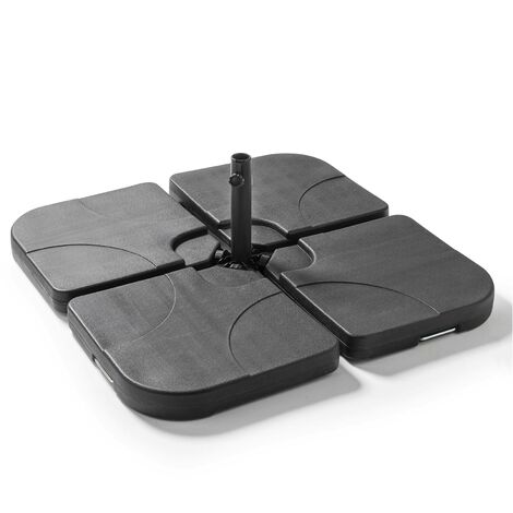 Oviala – Lot de 4 dalles à remplir en polyéthylène noir – Résistance aux chocs et intempéries – Poignées intégrées pour transport facile – Stabilisation parasols