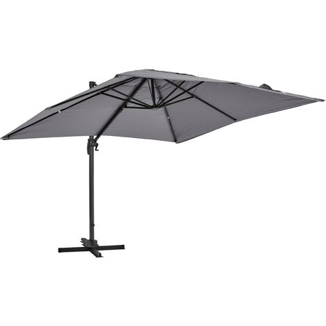 Oviala – Parasol déporté inclinable 3 x 3m – Rotation 360° – Toile déperlant et anti-UV – Structure aluminium légère et robuste