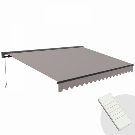 Oviala – Store banne électrique 4x3m – Toile polyester 280 g/m² – Moteur à télécommande – Coffre semi-intégral – Protection anti-UV et déperlant