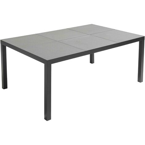 Oviala – Table de jardin 10 places en aluminium et céramique gris – Résistante aux UV et à l'humidité – Longueur 182 cm – Largeur 121 cm – Hauteur 74 cm