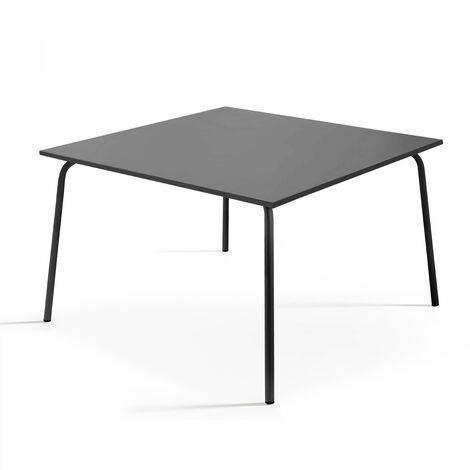 Oviala – Table de jardin carrée en métal anthracite 120x120cm – Résistante aux intempéries – Pour 8 personnes – Finition anti-rouille et anti-UV