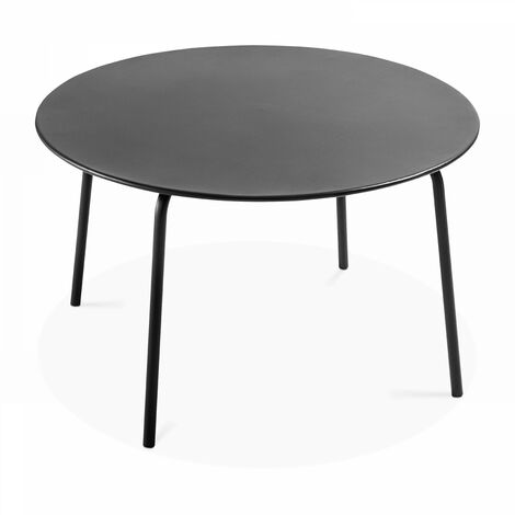Oviala – Table de jardin ronde en acier thermolaqué 120 cm – Résistante aux intempéries – Capacité 4 à 6 personnes – Hauteur 72 cm