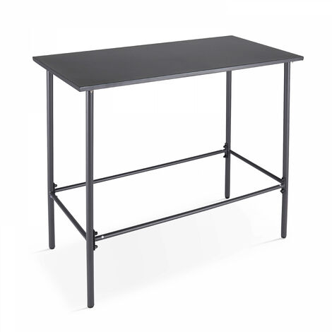 Oviala – Table haute rectangulaire en acier anthracite – 120x60x105 cm – Pour 6 personnes – Peinture époxy anti-rouille – Design industriel moderne