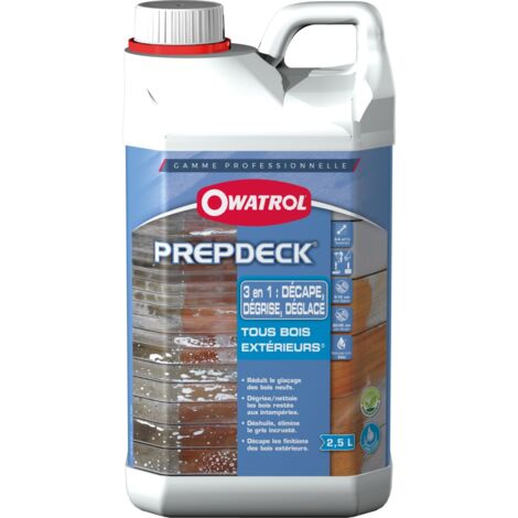 Owatrol – Dégraissant et décapant bois 2.5L – Pour bois durs et tendres – Élimine le gris et les résidus d'huile – Temps d'action 10 à 15 min