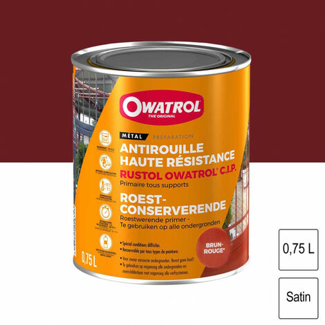 Owatrol – Primaire antirouille haute résistance 0.75L – Protection contre corrosion – Application directe sur surfaces rouillées – Couleur brun-rouge