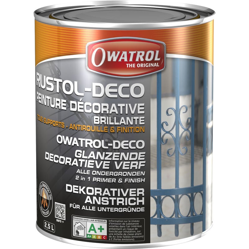 Owatrol - Peinture décorative antirouille rustol deco micace DB702 Grey 0.75 litre