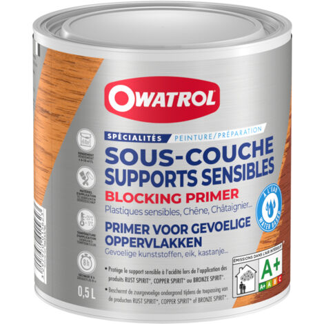 Owatrol – Sous-couche supports sensibles 0.5 litre – Protection contre attaques acides – Pour bois tanniques et plastiques sensibles – Application facile