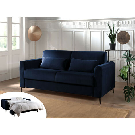 Owen - canapé 3 places convertible express couchage quotidien 140 cm matelas 12 cm en velours