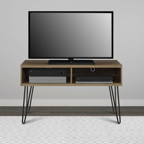 Owen Walnut TV Stand With Black Hair Pin Legs For Up To 42" TVs