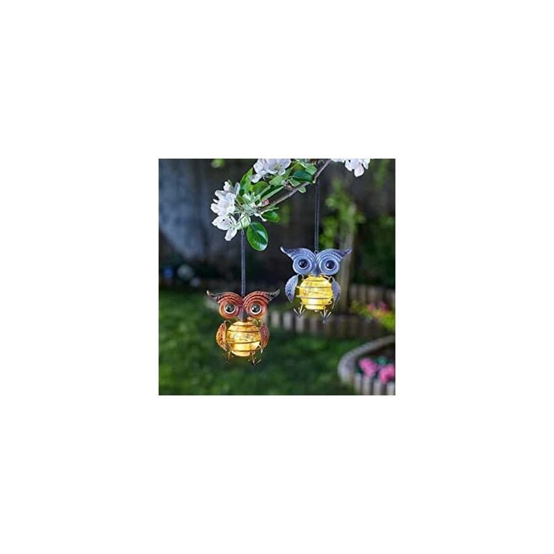 Owl Light Solar Powered Garden Ornaments Outdoor Hanging 1 x Garden Light with 4 Copper led Lights Firefly Effect Hanging Garden Gifts Solar Light