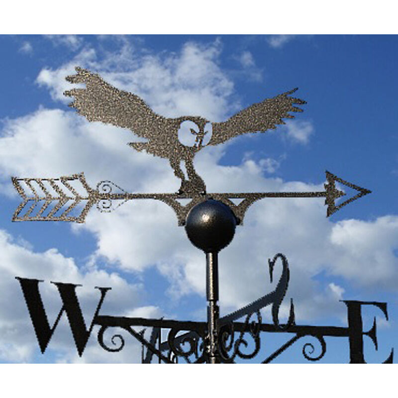 Owl Weathervane - Solid Steel - W61 x H88 cm - Black