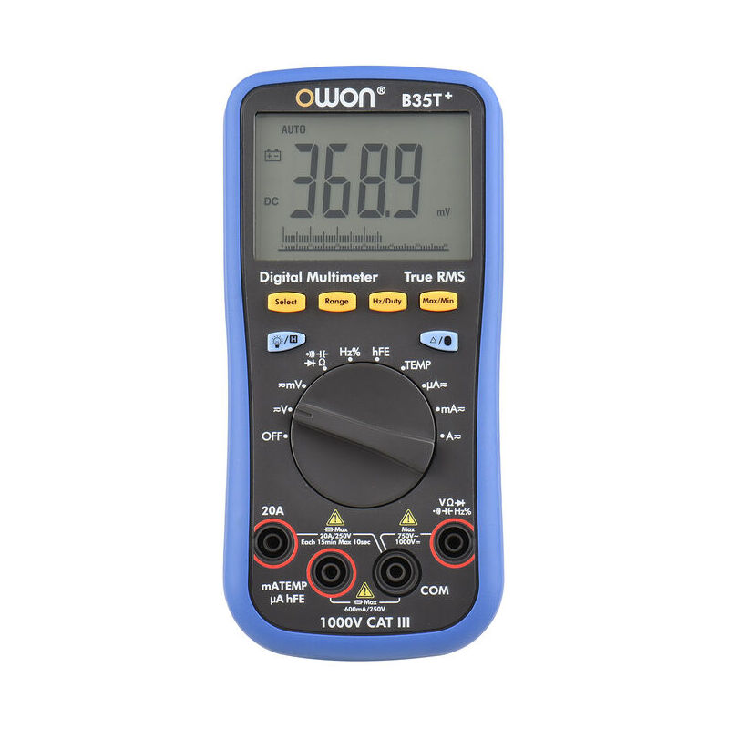 OWON B35T+ Multimètre numérique BT avec enregistrement hors ligne 6000 points True RMS Testeur électrique à plage automatique avec écran LCD