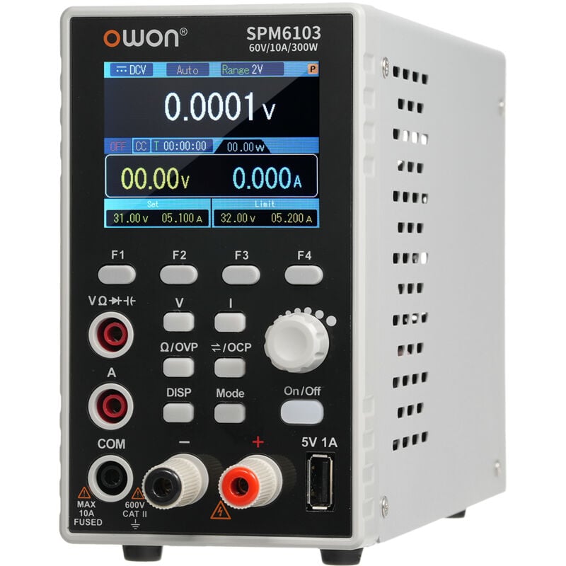 Decdeal - owon SPM6103 Programmable Lab Power Supply (0-60V 0-10A) 300W Bench dc Power Supply with Multimeter Regulated Power Supply with 2.8 inch