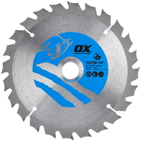 Ox 165mm Circular Saw Blade (Wood, Thin Kerf) 20B 24T OX-TCTW-TF1652024