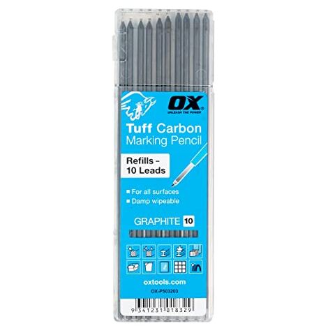 OX OX-P503203 Tuff Carbon Pencil Refills Carbon Pencil Graphite Leads 10 Pack