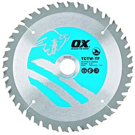 OX ox-tctw-tf-1652040 40 denti taglio del legno ATB Thin Kerf, lama per sega circolare, 0 V, argento/blu, 165/20 mm