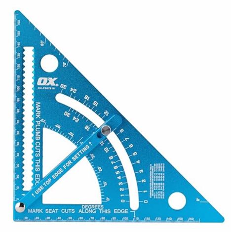 OX Pro 180mm Adjustable Aluminium Rafters Square Roofers Measuring Tool Square