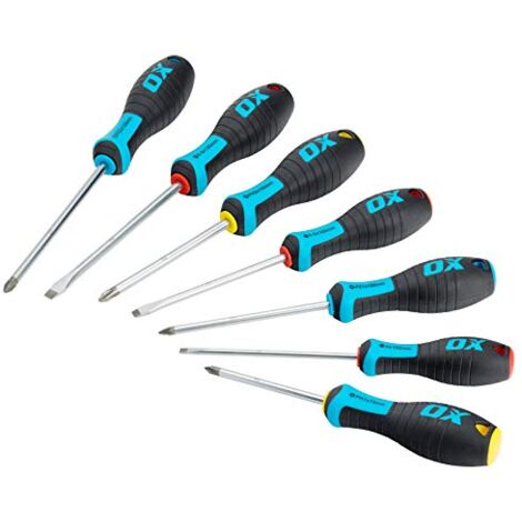 OX Pro 7 Piece Ergo Screwdriver Set Phillips Flat Head Pozi Drive OX-P363107