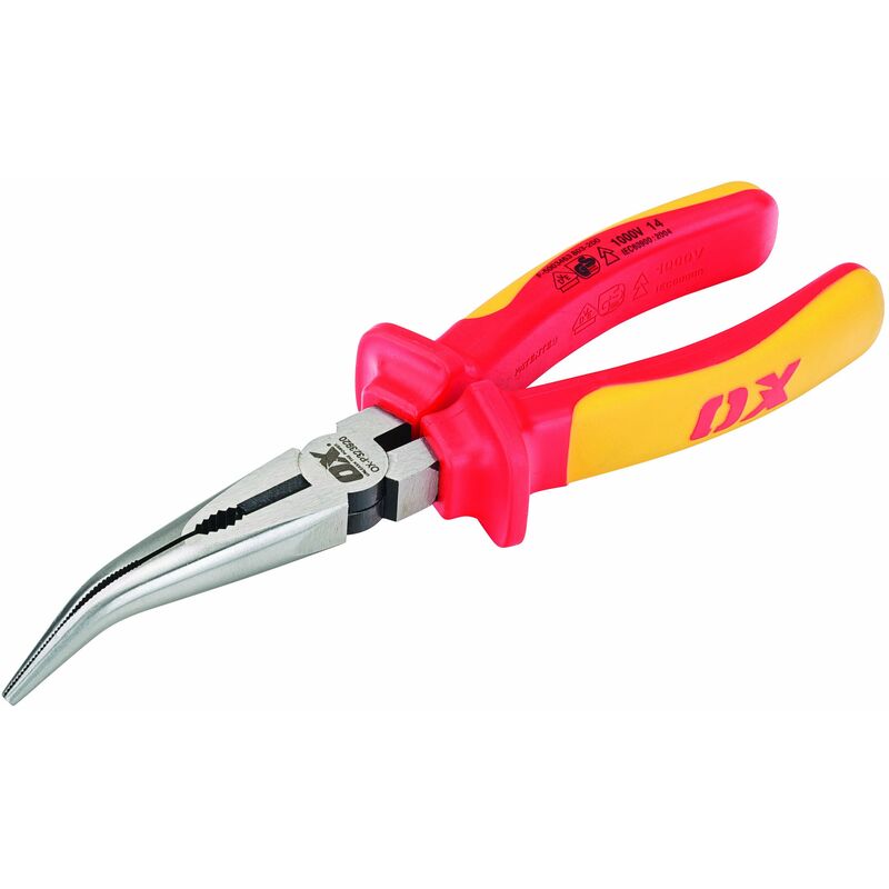 Image of Pro vde Bent Long Nose Pliers - 200mm (8) - OX