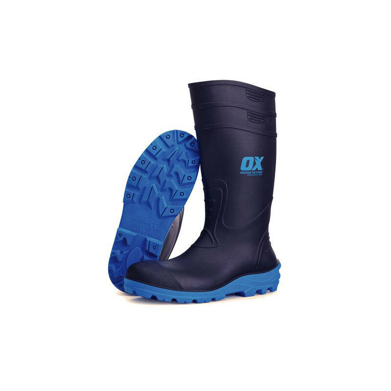 OX S242413 Safety Wellington Boot Size 13 Black With Safety Toe And Midsole