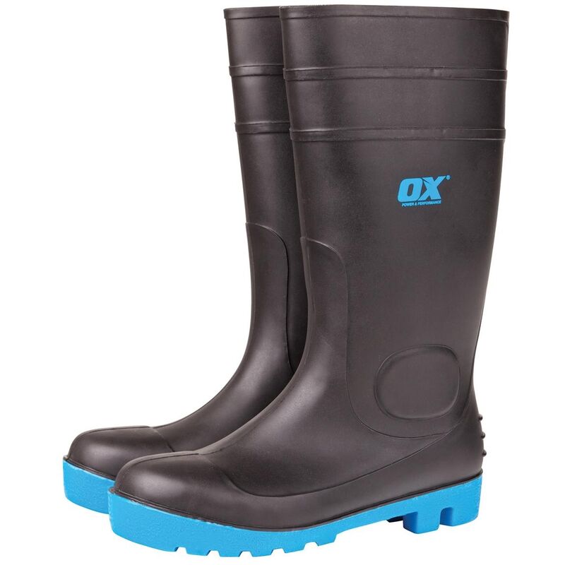 OX Safety Wellington Boots with Steel Toecap & Midsole Black - Size 5