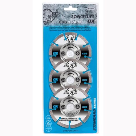 OX Spectrum Contractor CGS Grinder Blade Triple Pack Diamond 115mm 22mm Bore