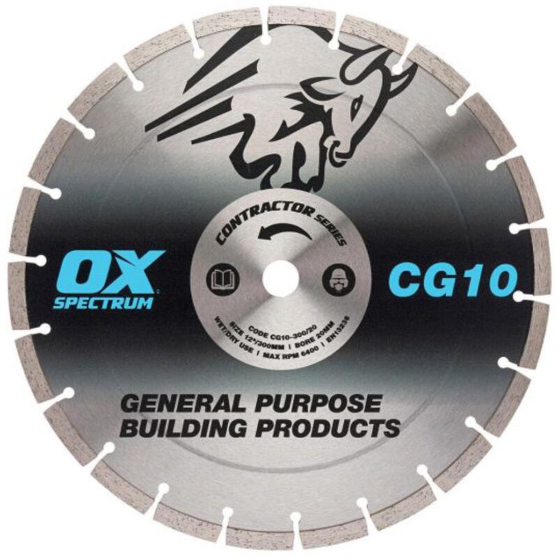 OX Tools Contractor 10mm Segmented General Purpose Diamond Blade - 300mm (20mm Bore) (1 Pack)