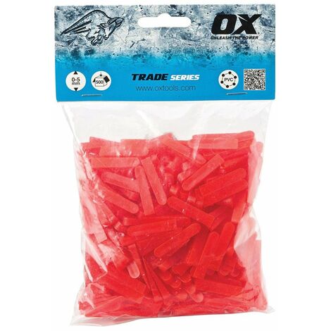 OX Tools OX-T160605 Distanziatori per Piastrelle a Forma di Cuneo, Rosso, 5mm (500 pcs)