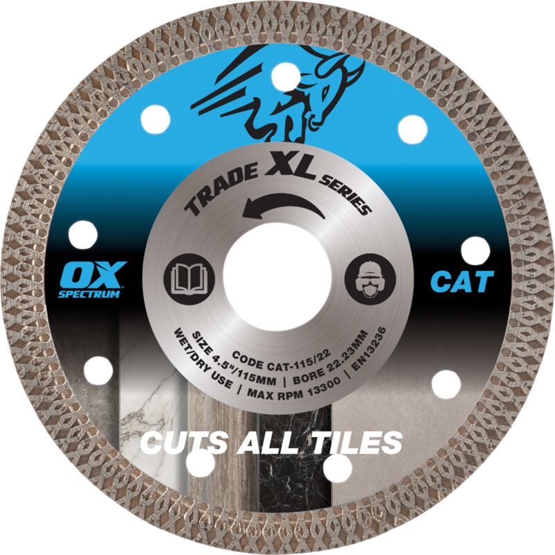 OX Trade XL Cuts All Tiles Diamond Blade - 115mm (22.2mm Bore) (1 Pack)