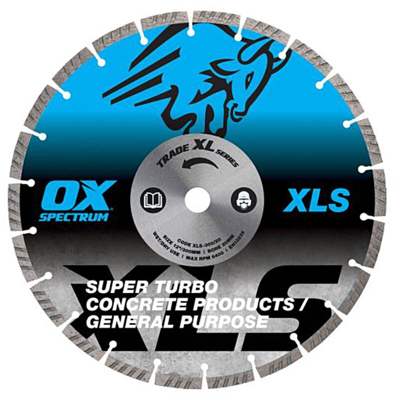 Ox Trade xl Super Turbo 10mm Segmented Concrete Diamond Blade - 230mm (22.23mm Bore) (1 Pack)