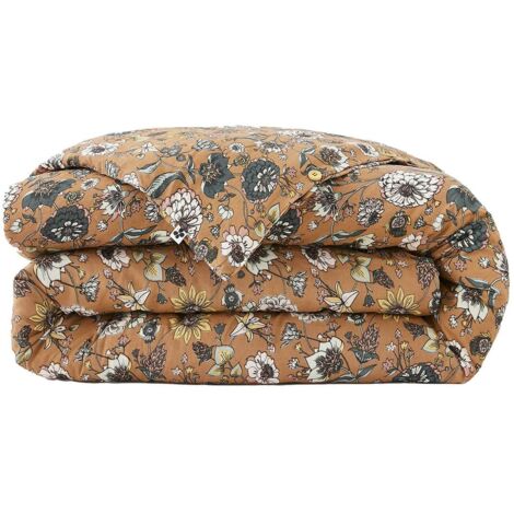 OXALIS - Housse de Couette 140x200cm Gaze de Coton Motifs Fleurs