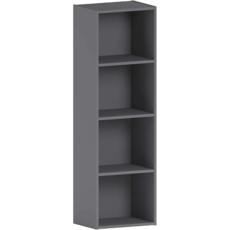 Oxford Bibliothèque Cube 4 Niveaux Meuble de Rangement Étagère H 106 x L 32 x P 24 cm, Gris