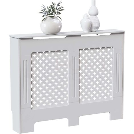 Oxford Heizkörperverkleidung MDF Moderner Schrank Grill, Weiß, Mittel