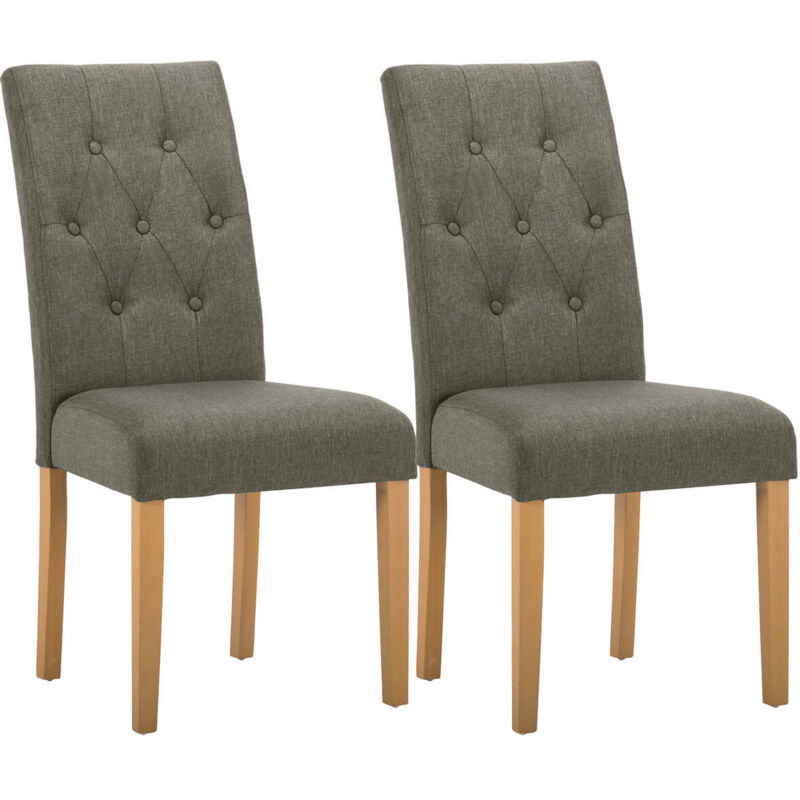 Altobuy - oxford - Lot de 2 Chaises Gris Taupe avec Boutons