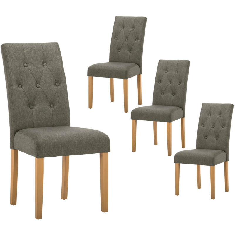 Altobuy - oxford - Lot de 4 Chaises Gris Taupe avec Boutons