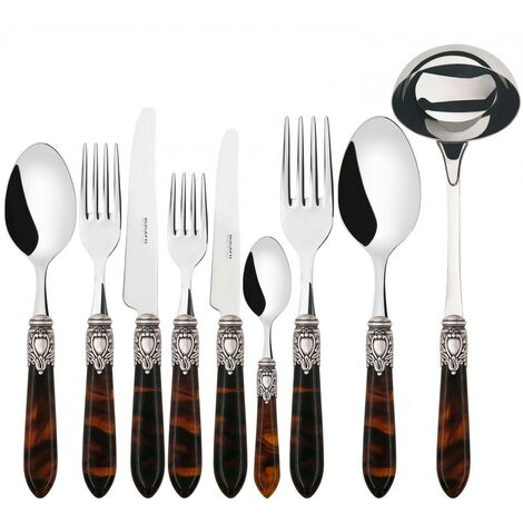 OXFORD, Posate Set 75 pz, Ghiera Argento Anticato, Scatola