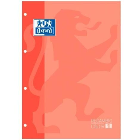 OXFORD RECAMBIO CLASSIC 80H A4 ENCOLADO 90GR 5X5MM 4 TALADROS 1 BANDA COLOR MELOCOTÓN -5U-