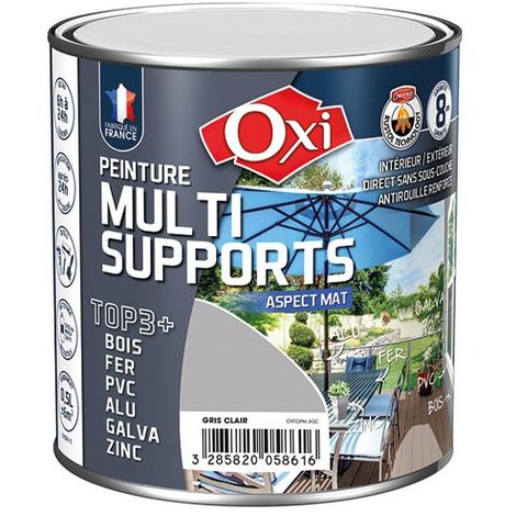OXI - Peinture multi supports TOP3+ mat 0.5 L - gris clair